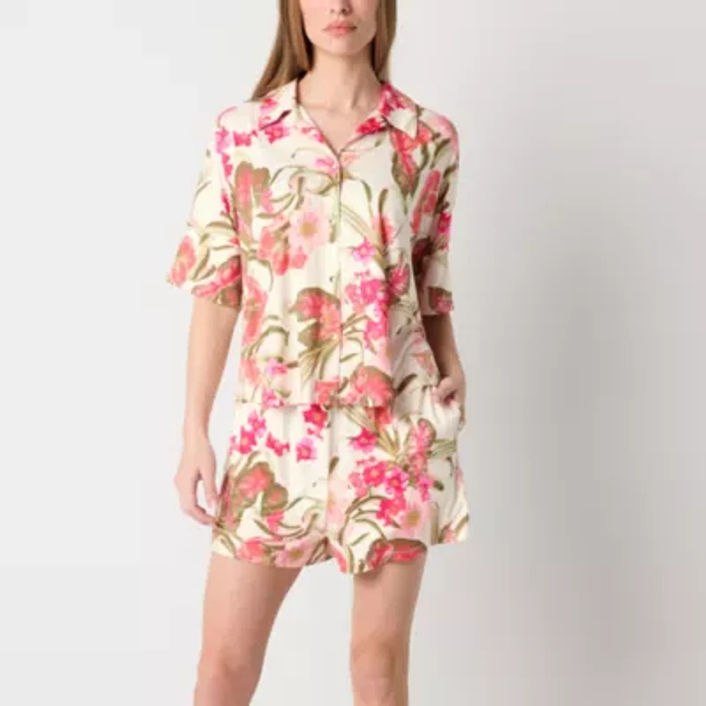 Ambrielle Womens Short Sleeve 2-pc. Shorts Pajama Set