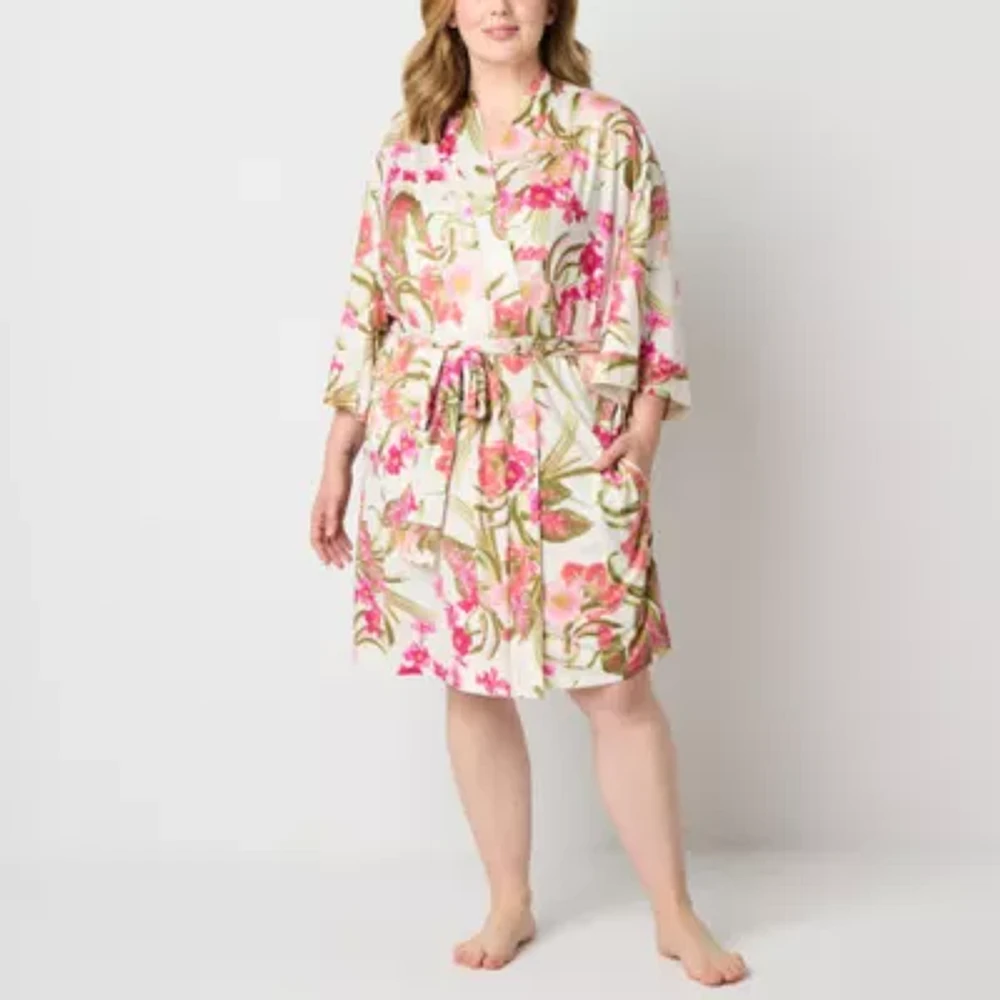 Ambrielle Womens Plus Long Sleeve Length Robe