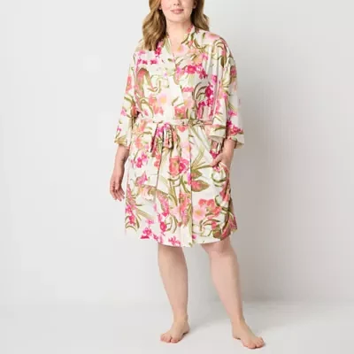Ambrielle Womens Plus Long Sleeve Length Robe
