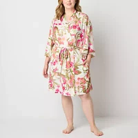 Ambrielle Womens Plus Long Sleeve Length Robe