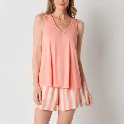 Liz Claiborne Womens V-Neck Sleeveless 2-pc. Pajama Sets