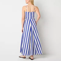 Worthington Womens Sleeveless Striped Maxi Dress
