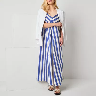 Worthington Womens Sleeveless Striped Maxi Dress
