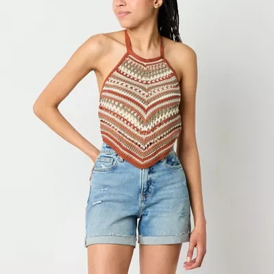 Arizona Womens Juniors Halter Neck Sleeveless Tank Top