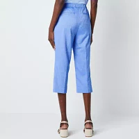 Liz Claiborne Womens Mid Rise Straight Fit Cropped Pant