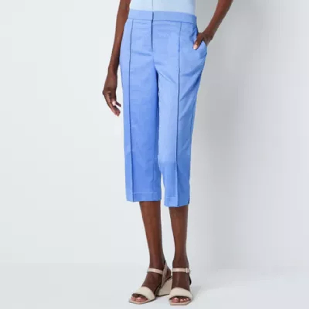 Liz Claiborne Womens Mid Rise Straight Fit Cropped Pant