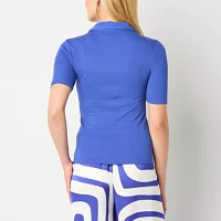 Worthington Womens Short Sleeve Polo Shirt