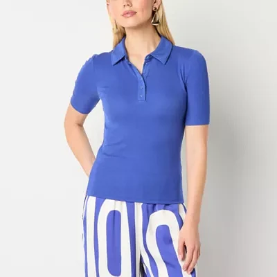 Worthington Womens Short Sleeve Polo Shirt