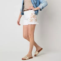a.n.a Womens Highest Rise Embroidered Denim Short