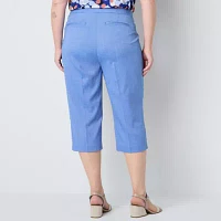 Liz Claiborne Plus Womens Mid Rise Straight Fit Cropped Pant