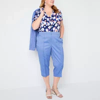 Liz Claiborne Plus Womens Mid Rise Straight Fit Cropped Pant