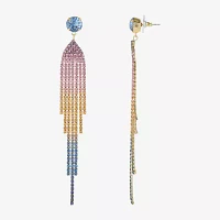 JS Jessica Simpson Gold Tone Womens Multi Color Glass Drop Earrings