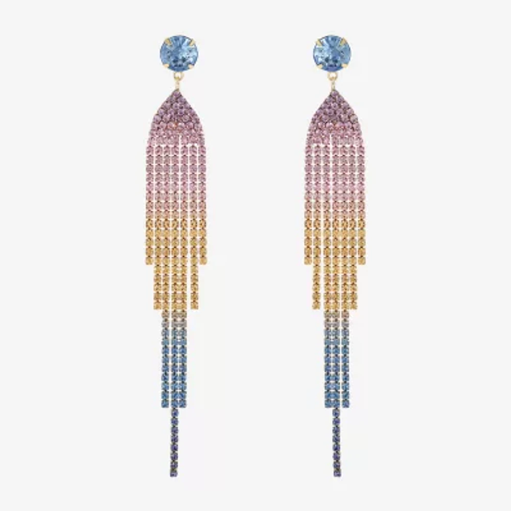 JS Jessica Simpson Gold Tone Womens Multi Color Glass Drop Earrings