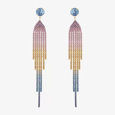 JS Jessica Simpson Gold Tone Womens Multi Color Glass Drop Earrings