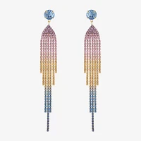 JS Jessica Simpson Gold Tone Womens Multi Color Glass Drop Earrings
