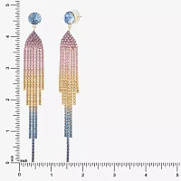 JS Jessica Simpson Gold Tone Womens Multi Color Glass Drop Earrings