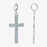 JS Jessica Simpson Silver Tone Glass Cross Drop Earrings