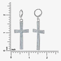 JS Jessica Simpson Silver Tone Glass Cross Drop Earrings