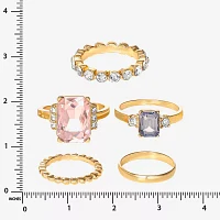 JS Jessica Simpson Gold Tone 5-pc. Glass Ring Sets