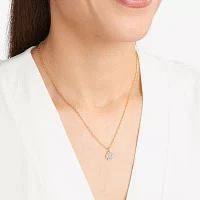 Sparkle Allure Paw Womens White Diamond Accent Pure Silver Over Bronze Pendant Necklaces