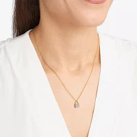 Sparkle Allure Padlock Womens White Diamond Accent Pure Silver Over Bronze Pendant Necklaces