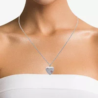 Womens Sterling Silver Heart Locket Necklace