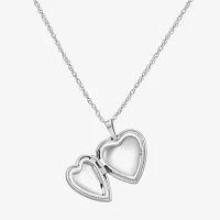 Womens Sterling Silver Heart Locket Necklace