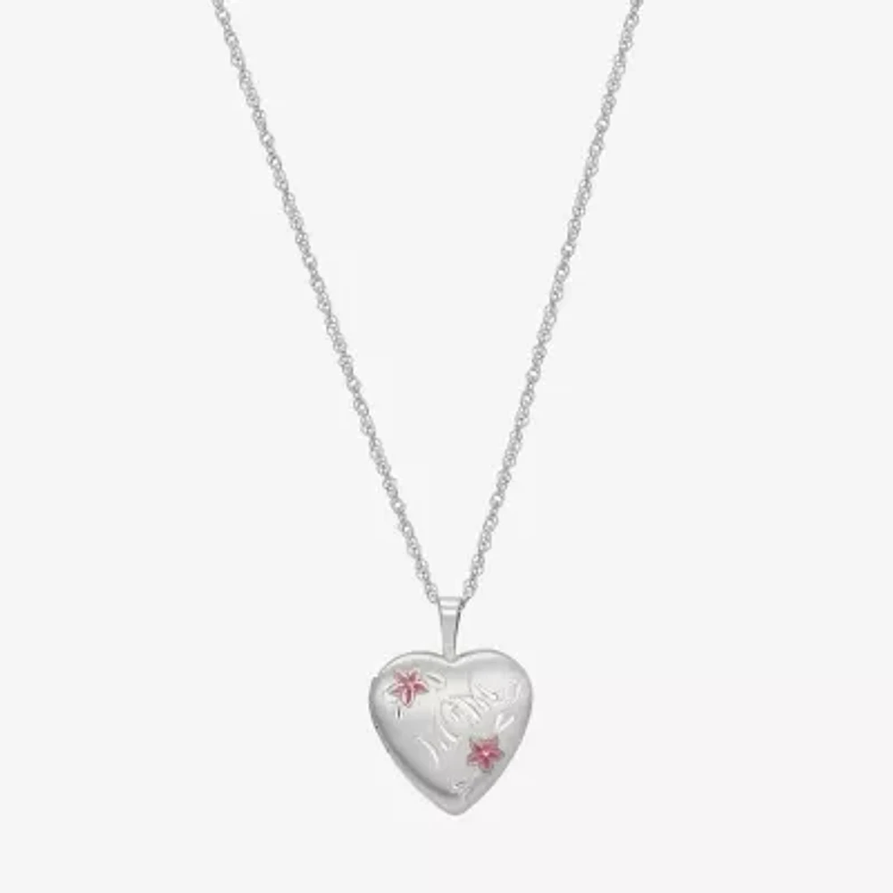 Womens Sterling Silver Heart Locket Necklace