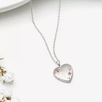 Womens Sterling Silver Heart Locket Necklace