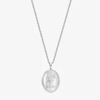 Womens Sterling Silver Oval Locket Necklace
