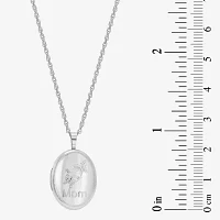 Womens Sterling Silver Oval Locket Necklace