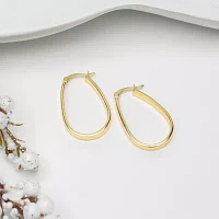 24K Gold Over Silver 32mm Oval Hoop Earrings