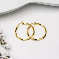 24K Gold Over Silver 32mm Round Hoop Earrings
