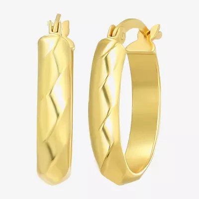 24K Gold Over Silver 20mm Oval Hoop Earrings