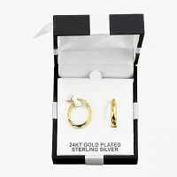 24K Gold Over Silver 20mm Oval Hoop Earrings