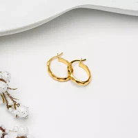 24K Gold Over Silver 20mm Oval Hoop Earrings