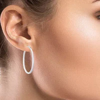 Sterling Silver 38mm Oval Hoop Earrings