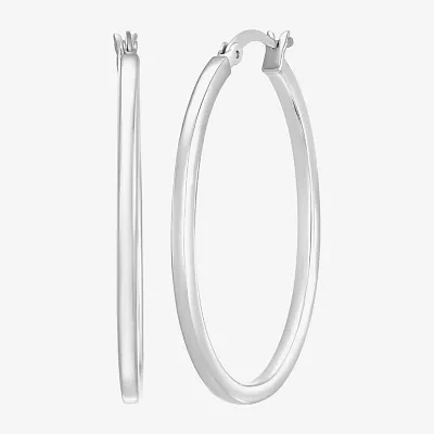 Sterling Silver 38mm Oval Hoop Earrings