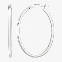 Sterling Silver 38mm Oval Hoop Earrings
