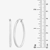 Sterling Silver 38mm Oval Hoop Earrings