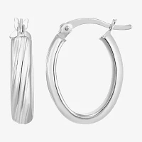 White Cubic Zirconia Sterling Silver Oval 2 Pair Earring Set