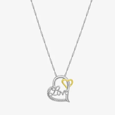 Diamonart Womens White Cubic Zirconia Sterling Silver Heart Pendant Necklaces