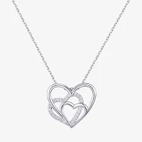 Diamonart Womens White Cubic Zirconia Sterling Silver Heart Pendant Necklace