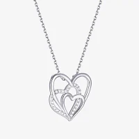Diamonart Womens White Cubic Zirconia Sterling Silver Heart Pendant Necklace