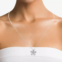 Diamonart Womens White Cubic Zirconia Sterling Silver Flower Pendant Necklaces