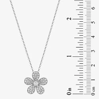 Diamonart Womens White Cubic Zirconia Sterling Silver Flower Pendant Necklaces