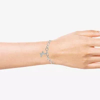 Diamonart White Cubic Zirconia Sterling Silver Butterfly Flower Charm Bracelet