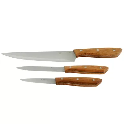 Gibson Home Seward 3 piece Stainless Steel Cutlery Set with Wooden Handle
