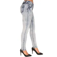 Poetic Justice Madison Ripped Stretch Fabric Womens Mid Rise Curvy Fit Skinny Fit Jean