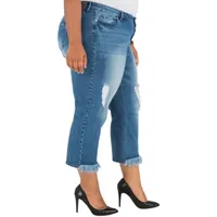 Poetic Justice - Plus Stretch Fabric Womens Straight Leg Boyfriend Jean